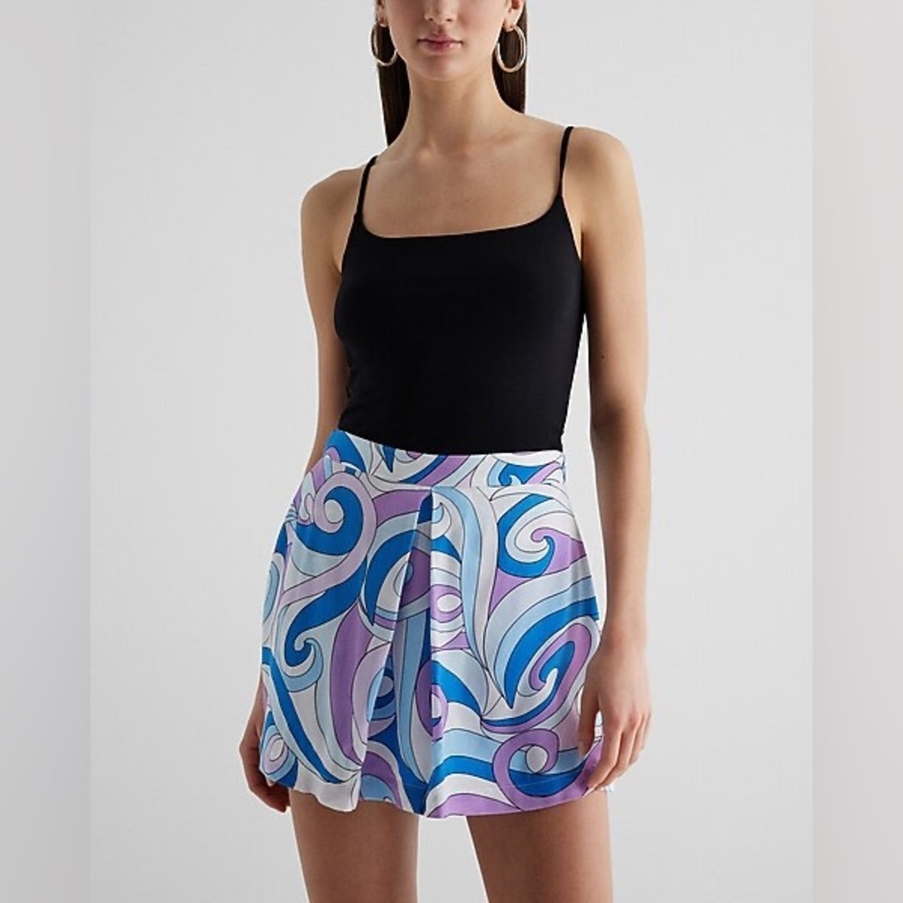 Express Super High Waisted Printed Mini Skort Size